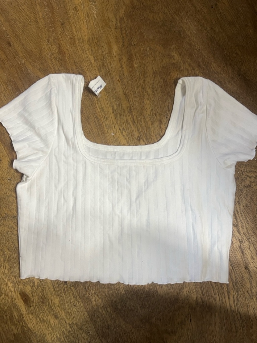 aerie White Ribbed Square Neck Crop Top